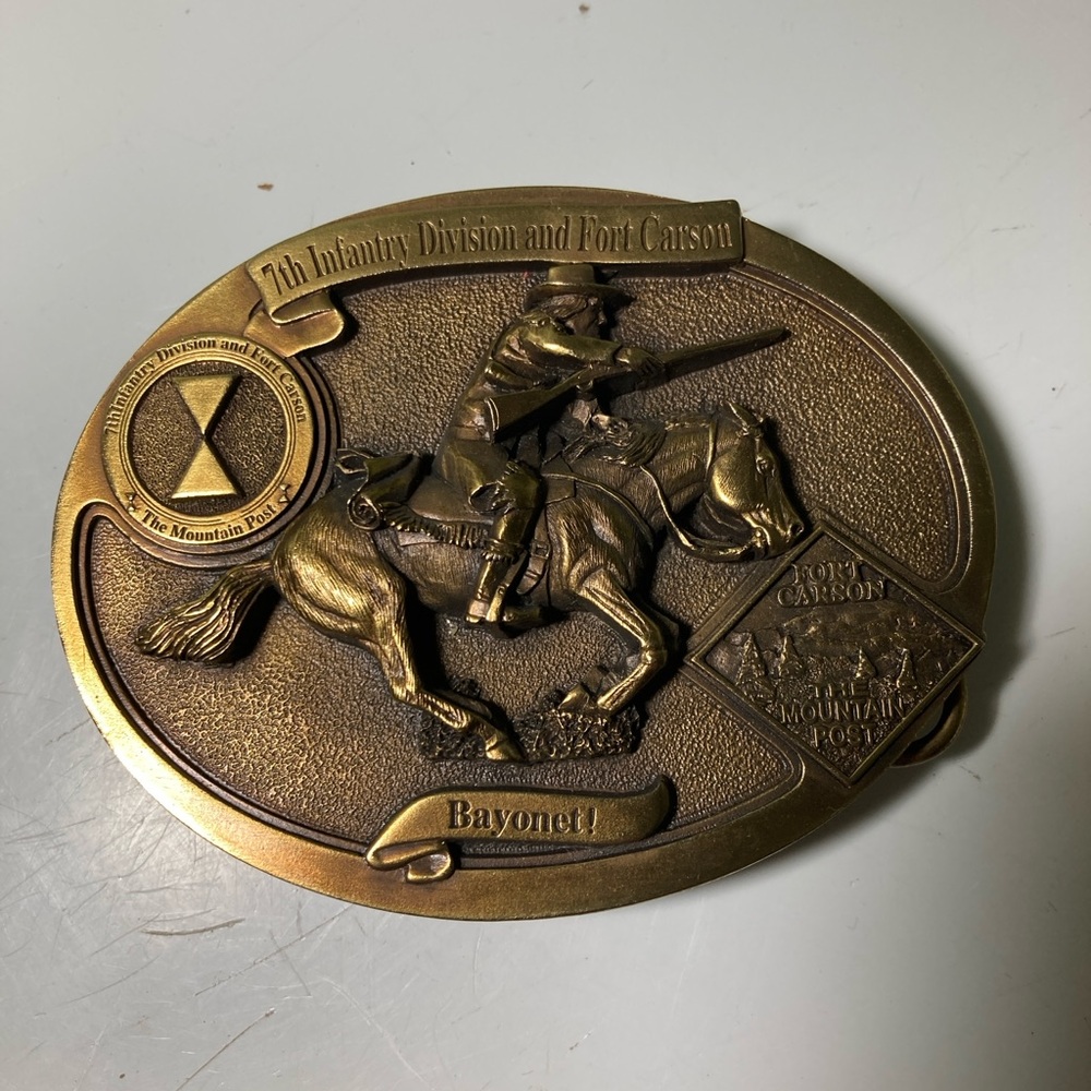 Vintage Metal Belt Buckle, Fort Carson, 7th Infantry Division and